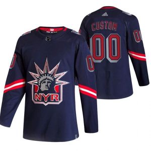 New York Rangers Trikot Benutzerdefinierte 2022 Reverse Retro Navy Authentic